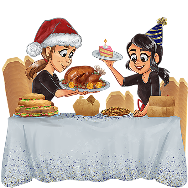cartoon of owners steph and chris